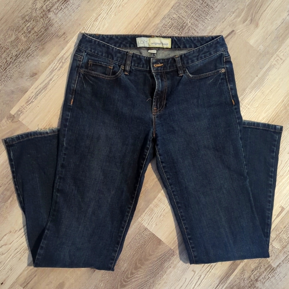 Loft Original Bootcut Dark Wash Jeans, size 8.